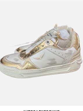 Zadig & Voltaire Wings White and Gold Low-Top Leather Flash Sneakers